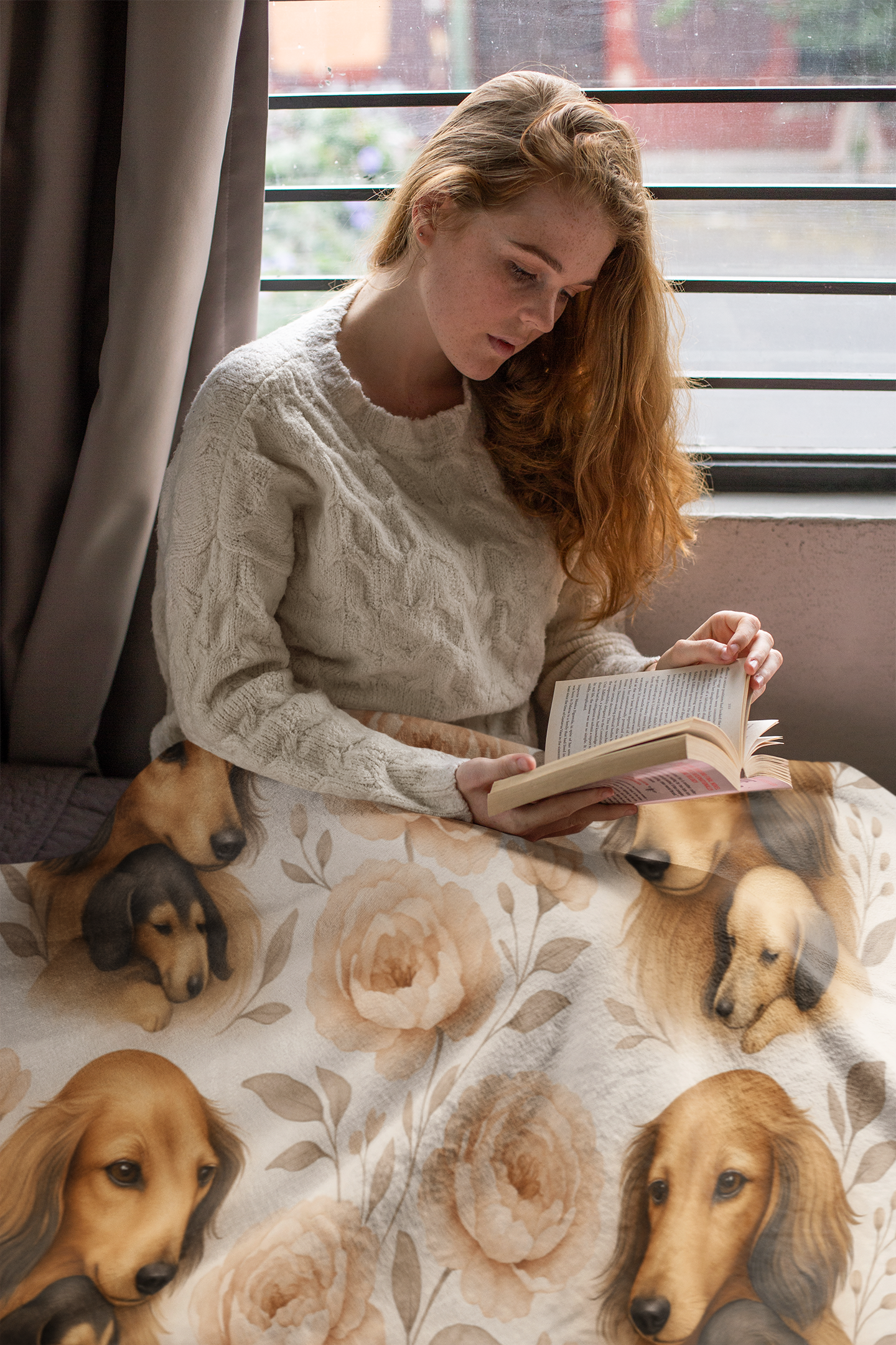Dachshund Blooms: A Mother's Embrace – Plush Fleece Throw for Dog Lovers & Home Decor