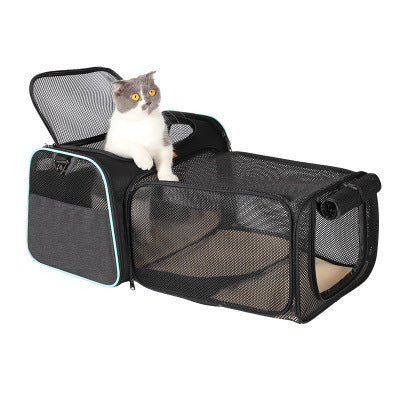 Expandable Pet Carrier Bag – Breathable & Travel-Friendly for Cats & Small Dogs