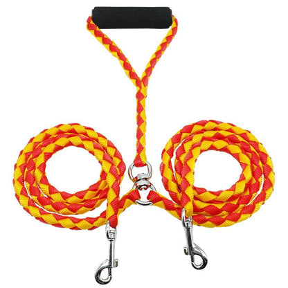 Braided Dual Dog Leash – Tangle-Free Rope Lead for Walking Two Dogs