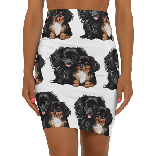 "Pomeranian & Dachshund Elegance: Women's Mid-Waist Pencil Skirt - A Tailored Tale by EbOakE Creations"