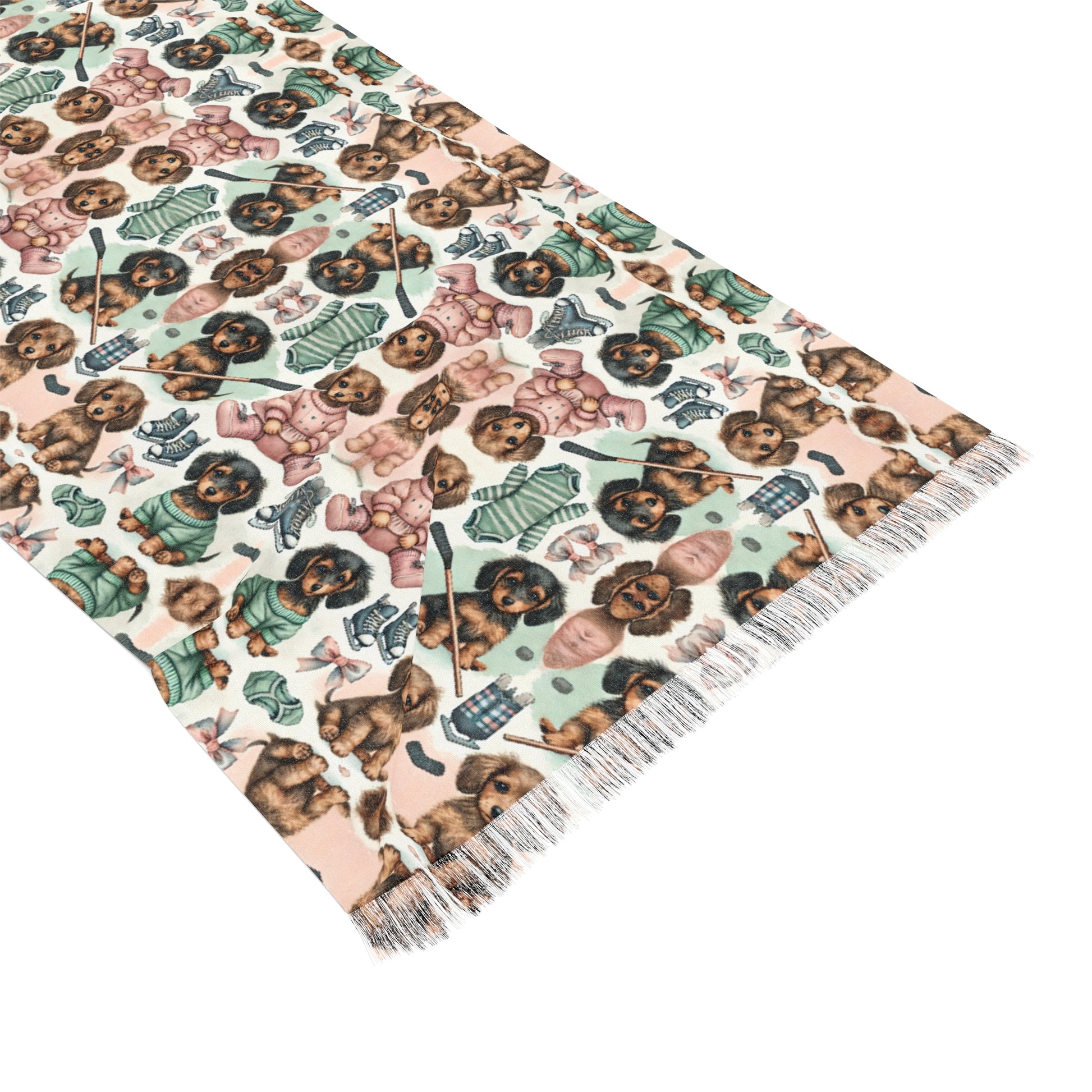 Pup Playtime: Cozy Dachshund Dreams Light Scarf Printify