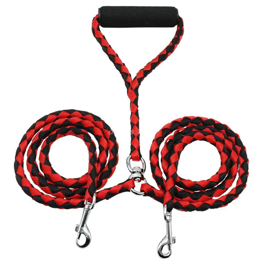 Braided Dual Dog Leash – Tangle-Free Rope Lead for Walking Two Dogs