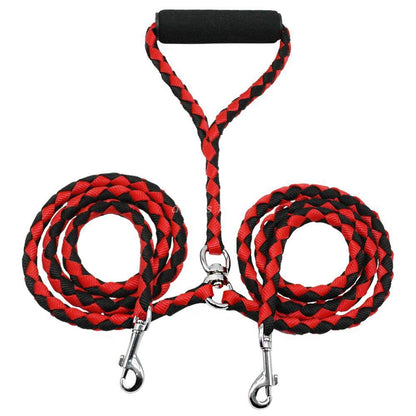 Braided Dual Dog Leash – Tangle-Free Rope Lead for Walking Two Dogs