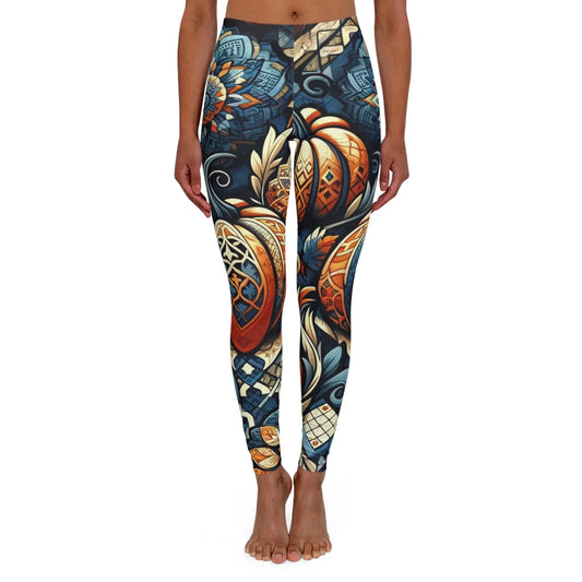 Moroccan Pumpkin Dream: Women's AOP Casual Spandex Leggings - A Tale of Comfort & Style by EbOakE Creations Printify