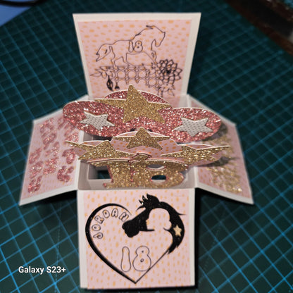 Luxury Equestrian Birthday 3D pop-up box card – Handmade & Personalised